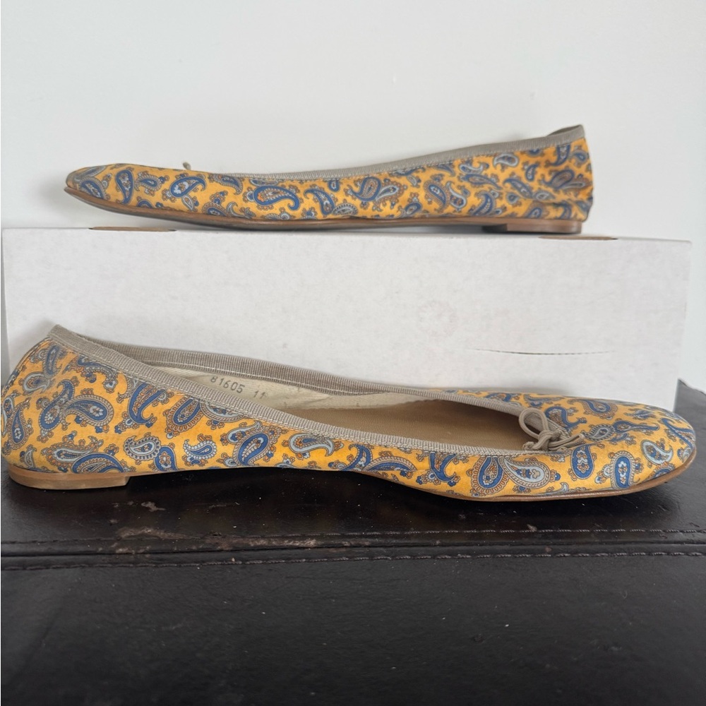 J. Crew Yellow and Blue Paisley Flats